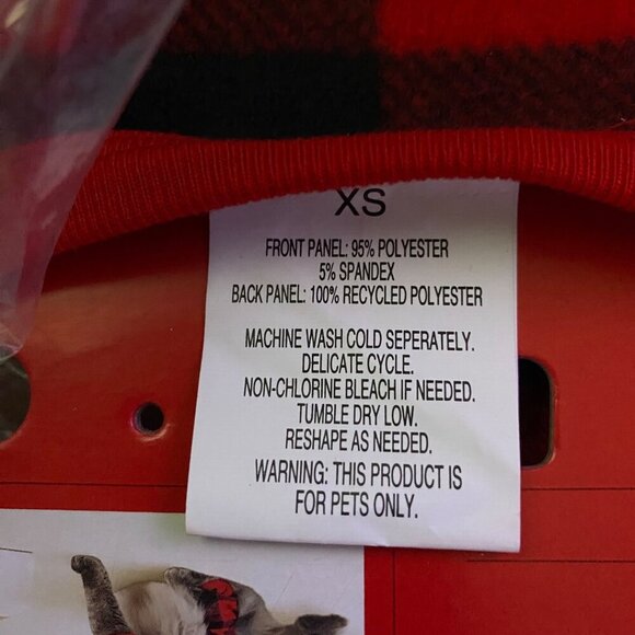 Wondershop Pet Pajamas Buffalo Check Black Red Dog Cat XS NEW NWT - Picture 6 of 6